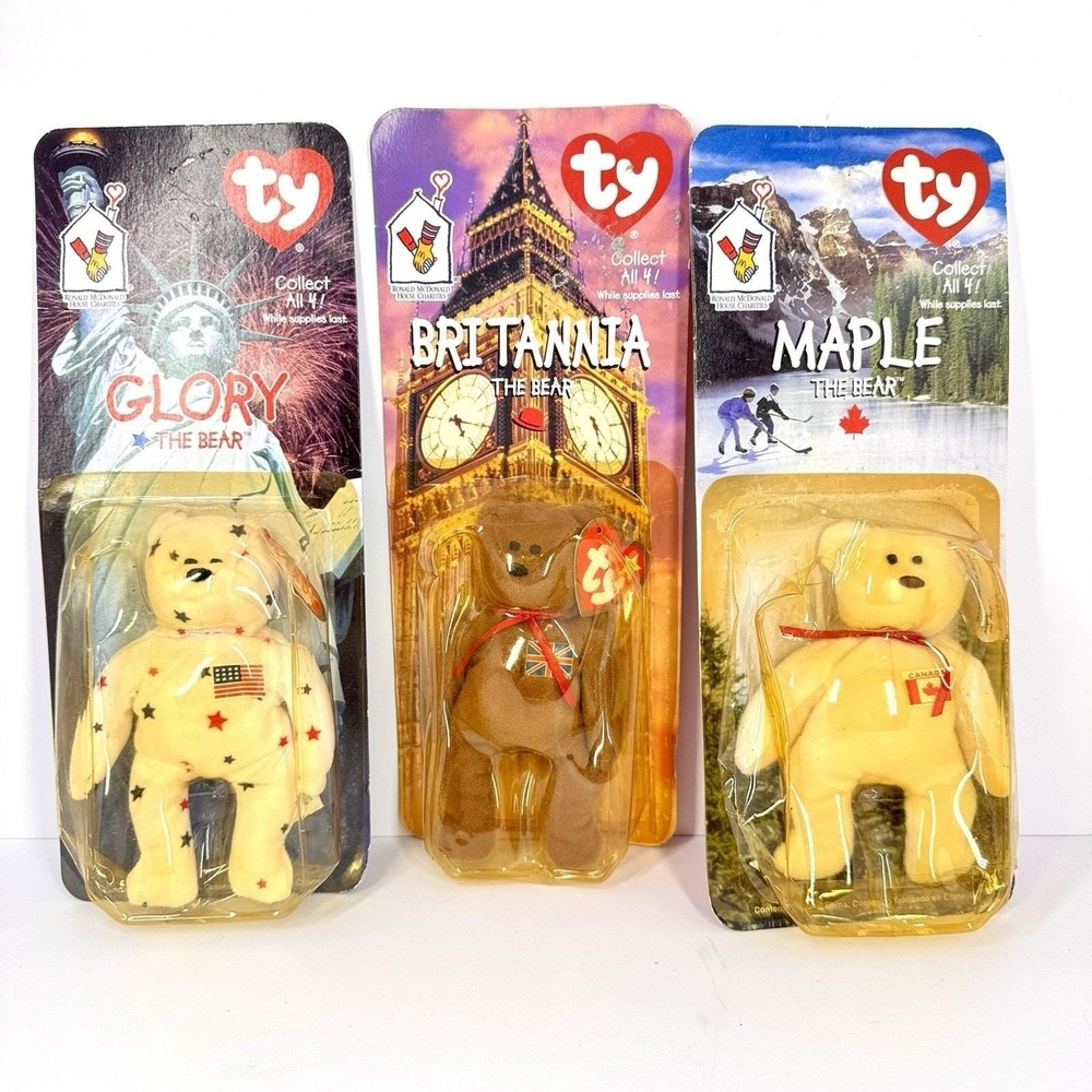 Ty McDonalds Glory Britannia Maple‎ Bear Plush Lot Opened Packaging READ